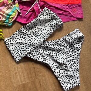Colorful Swimwear Set with Polka Dot Bottoms